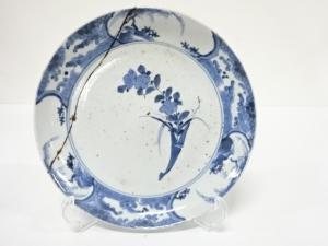 藍九谷　古伊万里　染付　七寸皿